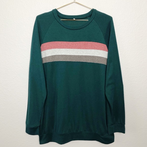 Unbranded Tops - Forest Green Striped Top